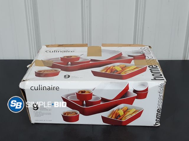 Lot 58-34628 - Culinaire 9 piece Ceramic Bakeware Set - appears unused