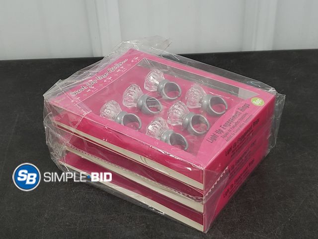 Lot 58-30633 - Lot of (3) New Light up Engagement Rings - JUST FOR THE GIRLS... 6 pcs in each - total of 18 pieces