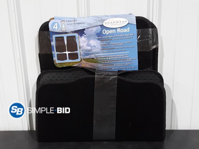 Lot 58-29487 - Roadwear - 4-Piece Plush Carpet Mats with Rubber Heel Pad - Appears Unused