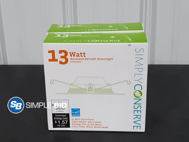 Lot 58-25948 - Lot of (2) Simply Conserve 13 Watt Recessed RetroFit Downlights - Dimmable