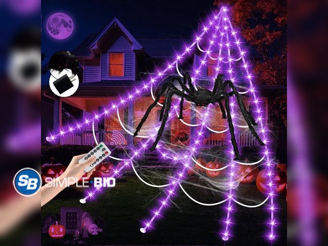 Lot 58-80792 - New Halloween Decorations Outdoor, Spider Web Lights 250 LED Lighted Spider Web 16.4Ft Giant Hallowe...
