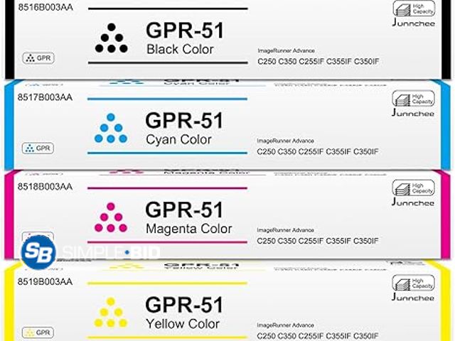 Lot 58-21907 - New GPR-51 Toner Cartridges Black Cyan Magenta Yellow Replacement for Canon GPR51 8516B003AA 8517B00...