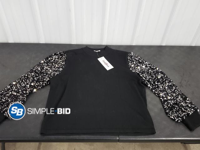 Lot 58-64545 - GeeGee Black Sweater with Sequence Down the Arms - Size 2XL - NWT
