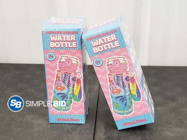 Lot 58-56392 - Lot of (2) New Water Bottles - Decorate Your own Bottle -- Bling it!!
