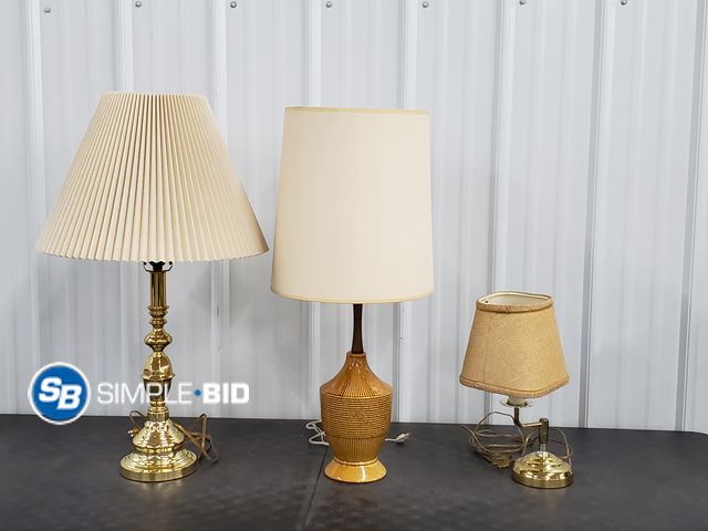 Lot 58-84389 - Lot of (3) Vintage Table Lamps with Shades