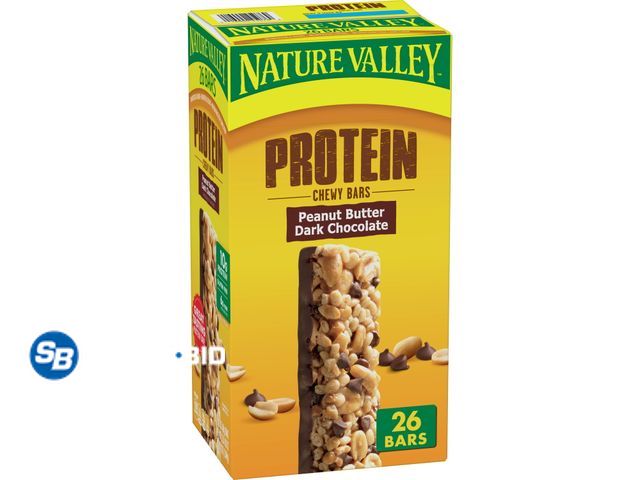 Lot 58-72470 - Nature Valley Chewy Granola Bar, Protein, Peanut Butter Dark - 23 bars - individually wrapped - unop...