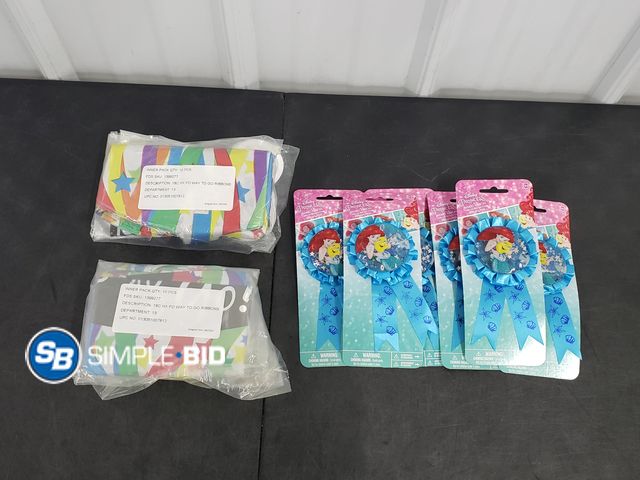 Lot 58-72250 - Party Supplies - (6) Little Mermaid Award Ribbons and (20) Way to Go Ribbons
