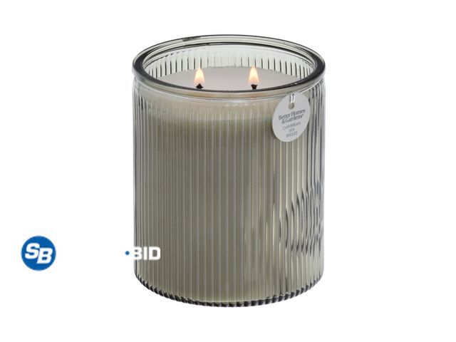 Lot 58-58080 - New Better Homes &amp; Gardens Caribbean Sea Breeze Scented 2-Wick 17.1oz Ribbed Jar Candle