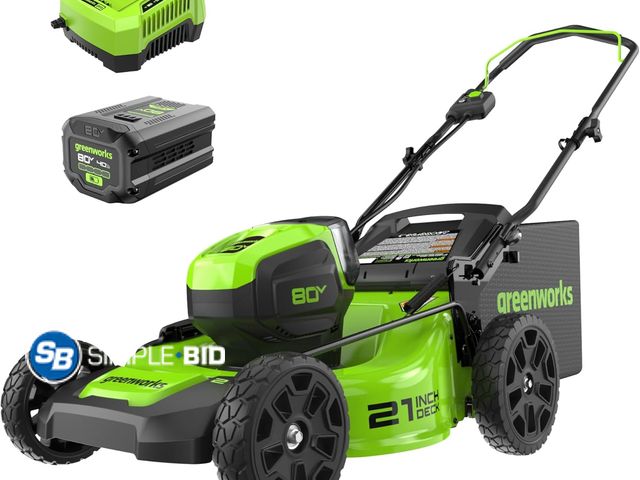 Lot 58-83480 - Greenworks Self-Propelled Lawn Mower Push Mower Greenworks 80v Max Power Pro 22" Self Propelled Mowe...