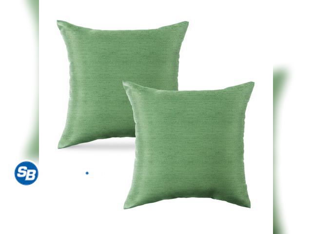 Lot 58-68154 - Lot of (2) New Mainstays 16 in x 16 in Green Solid Texture Outdoor Pillow, Green