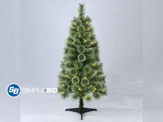 Lot 58-35412 - New 4' Prelit Canadian Cashmere Artificial Christmas Tree with LED Lights, Holiday Time
