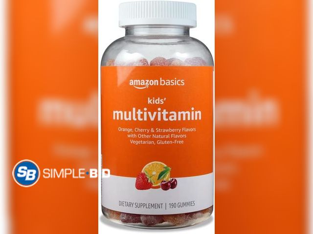 Lot 58-55530 - New Amazon Basics Kids' Multivitamin Gummies, Cherry, Strawberry &amp; Orange Flavors, 190 Count