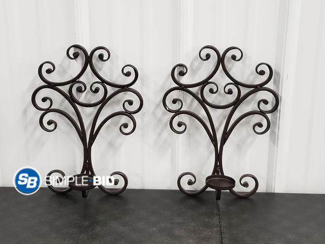 Lot 58-80012 - Lot of (2) Wall Sconce Candle Holders - Light Use