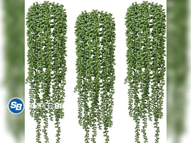 Lot 58-50566 - New 6pcs Artificial Fake String of Pearls Plant Faux Fake Hanging Succulents Plants (6, Green)