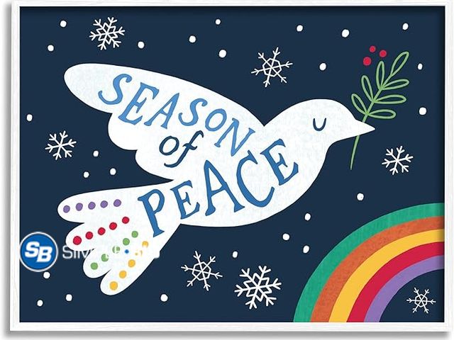 Lot 58-28269 - CHRISTMAS! New Stupell Industries Season of Peace Phrase Dove Over Rainbow, Designed by Nina Seven W...