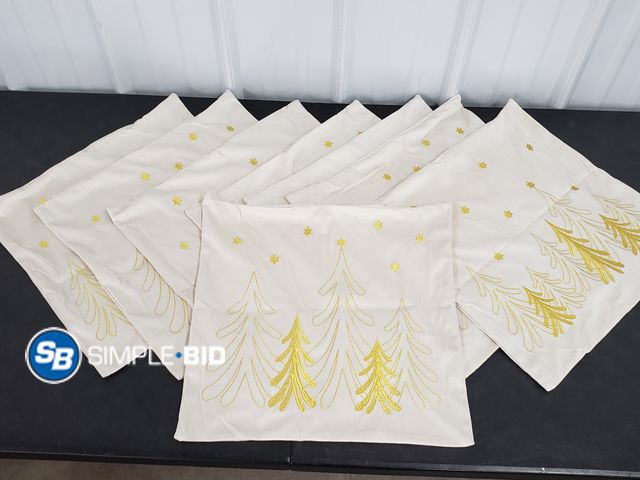 Lot 58-77197 - CHRISTMAS IN JULY! Set of (8) New Christmas Tree Shaped Gold and White pillow Covers - 18" x 18 - Su...