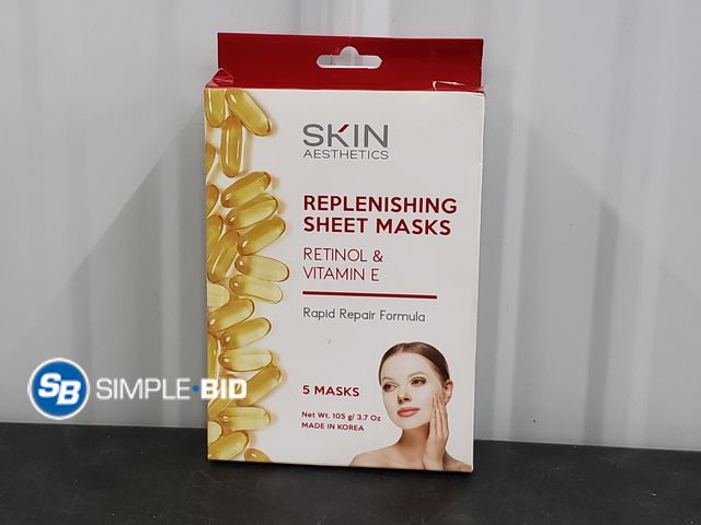 Lot 58-50422 - SKINAesthetics Replenishing Sheet masks Retinol and Vitamin E - 5 masks - unopnened