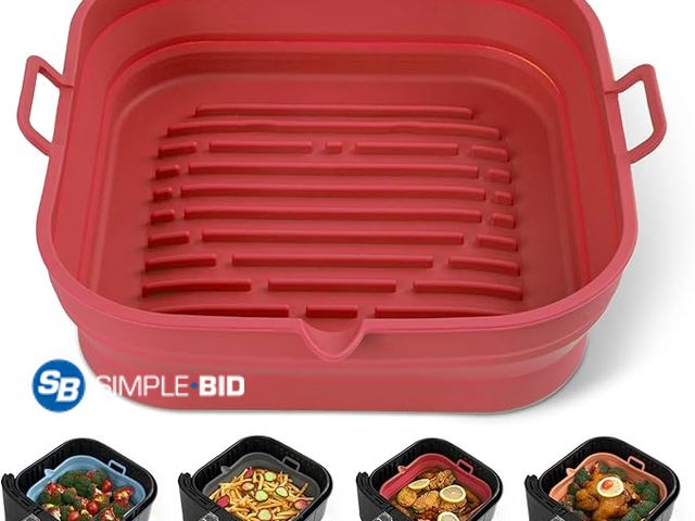 Lot 58-37609 - Lot of (4) New Silicone Air Fryer Liners Square - Reusable Airfryer Silicone Basket - Easy to Clean ...