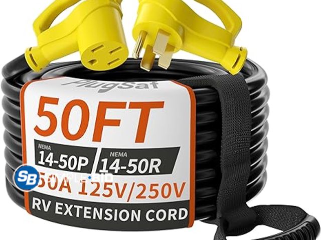 Lot 58-35307 - New NEMA 14-50P/14-50R 50 FT 50 Amp RV/EV Extension Cord Outdoor with Grip Handle, 4 Prong Flexible ...