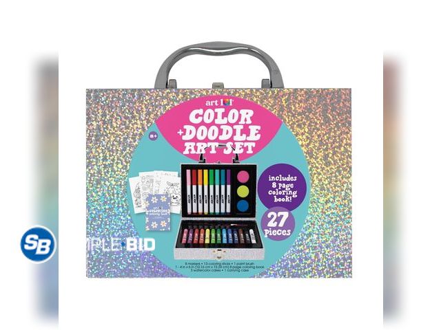 Lot 58-36090 - New Art 101 Color and Doodle Art Coloring Set with 27 Pieces, for Child Ages 8+
