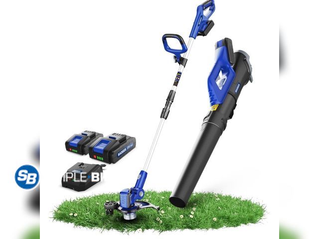 Lot 58-27198 - WILD BADGER POWER 20V Weed Wacker, Leaf Blower, Wheeled Edger Kit Electric with 2 * 2Ah Battery &amp...