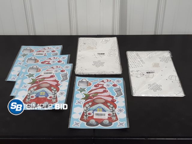 Lot 58-33014 - Christmas Items - (2) Paper Coloring Table Cloths and (4) Pack of Stickers