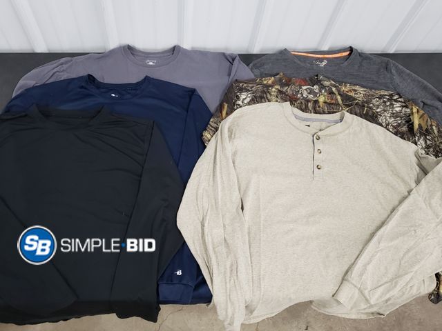 Lot 58-77301 - Lot of (6) MEN'S long Sleeve Shirts - various styles - mostly SIZE XL - used but in good condition