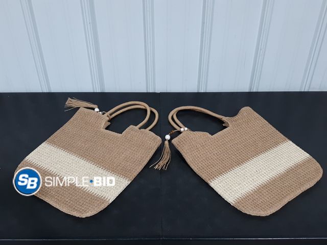 Lot 58-17848 - Lot of (2) New Women's Attrex Handbag woven straw BEACH Bags