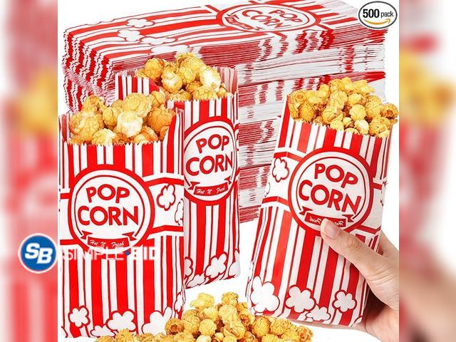 Lot 58-80756 - Paper Popcorn Bags for Party, 1 Oz Small Vintage Individual Servings Popcorn Container Pop Corn Bags...