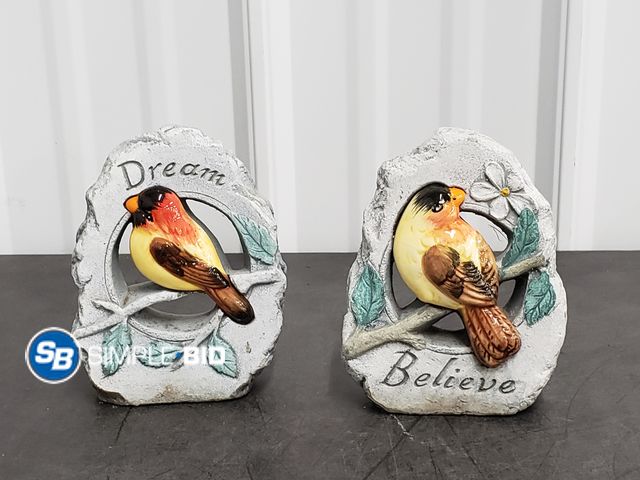 Lot 58-73893 - Lot of (2) Bird Garden Stones -- Believe -- Dream