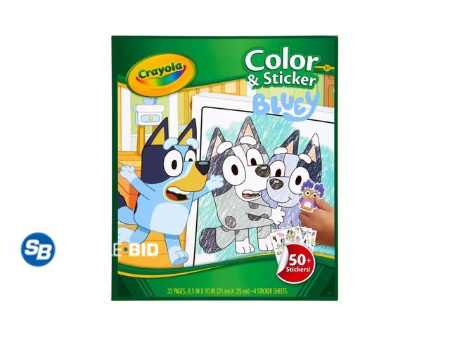 Lot 58-58058 - New Crayola Bluey Color &amp; Sticker Activity, 32 Pgs, Coloring Book for Kids, Travel Activity, Gif...