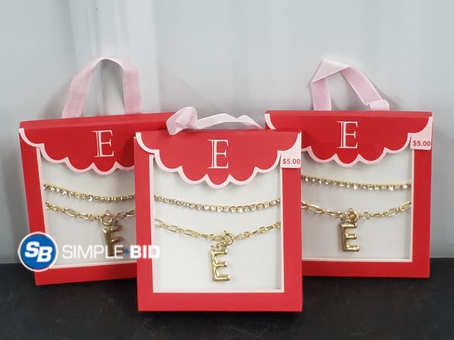 Lot 58-40037 - Lot of (3) New Inital Necklace with Bracelets --- E