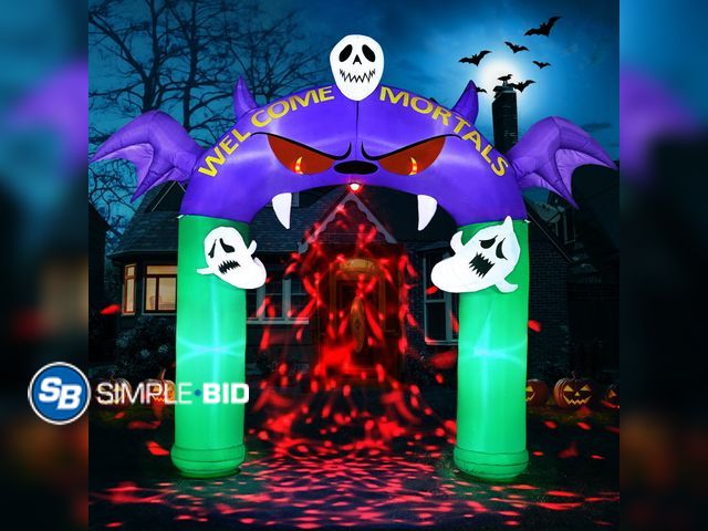 Lot 58-31882 - 9 ft Halloween Inflatables, Demon Archway Outdoor Decorations with Rotating Light, Blow up Inflatabl...