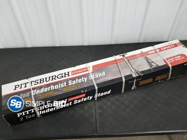 Lot 58-51591 - Pittsburgh Automotive 2 Ton Underhoist Safety Stand 4000lb Capasity Height Range 49 3/4" to 93 1/2" ...