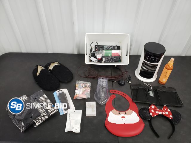 Lot 58-72266 - Container Full of Misc. Items - Stockings, Cords, Mist Fan and More!