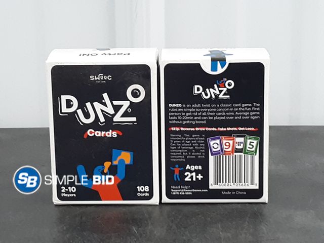 Lot 58-50456 - Lot of (2) New DUNZO Cards -- Skip, Reverse, Draw Cards, Take Shots (just the cards - no shot glasse...