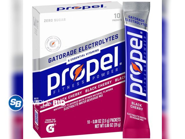 Lot 58-64708 - Lot of (3) Propel Electrolyte Water Drink Mix Packets, Black Cherry, Zero Calorie &amp; Zero Sugar H...