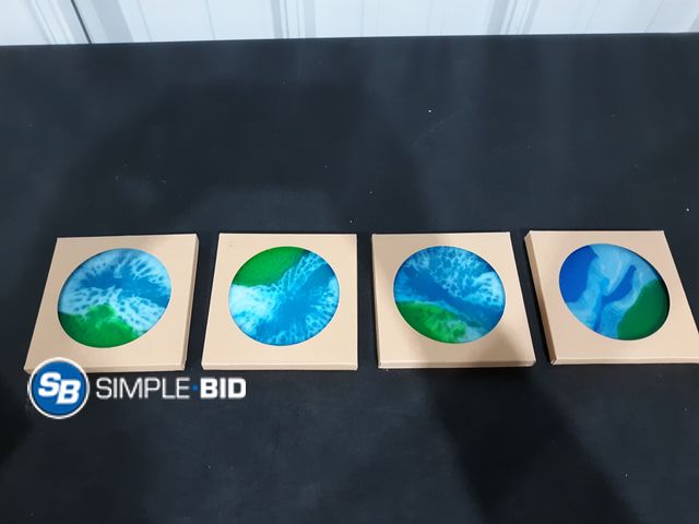 Lot 58-21653 - New Set of (4) Blue and Green Coasters