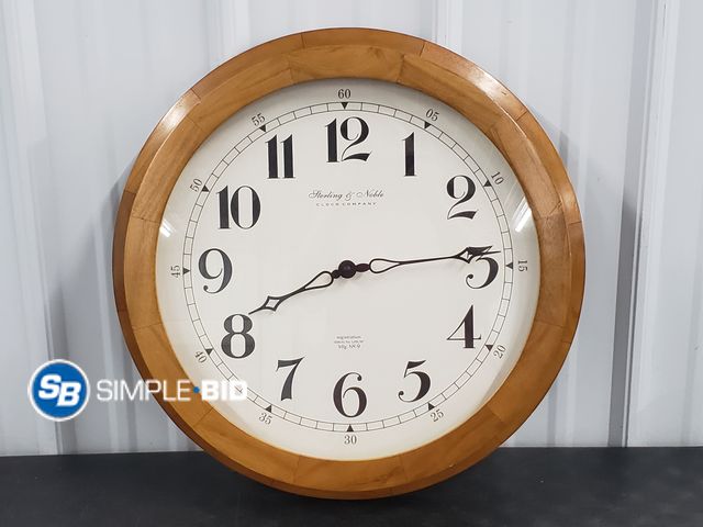 Lot 58-80014 - Sterling &amp; Noble Clock Company Wooden Clock - 20" in Diameter - Used But Great Condition
