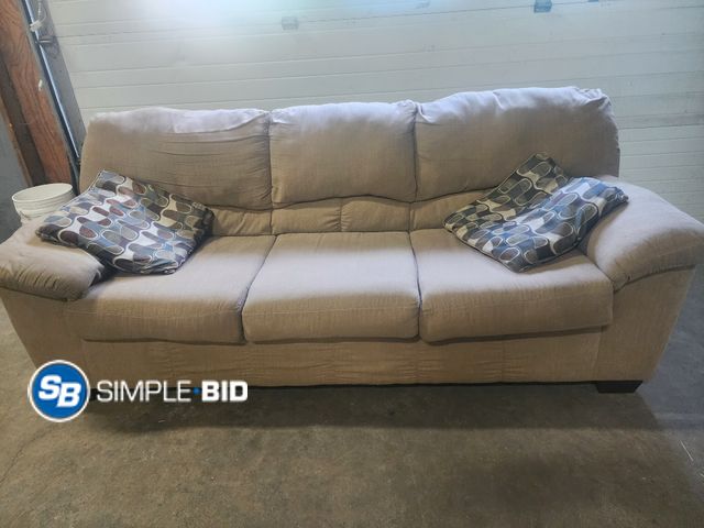 Lot 58-21987 - Tan Fabric Couch - Used in Good Condition