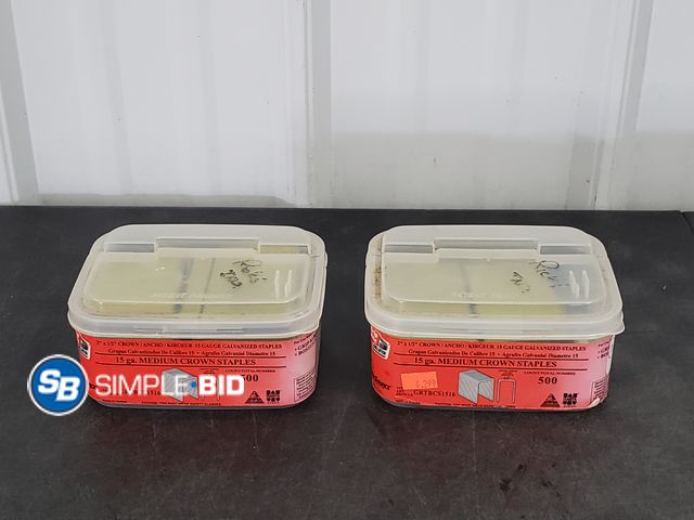 Lot 58-71887 - Lot of (2) Griprite 2" x 1/2" 15 guage Staples Med Crown, Gold (1 partially full)