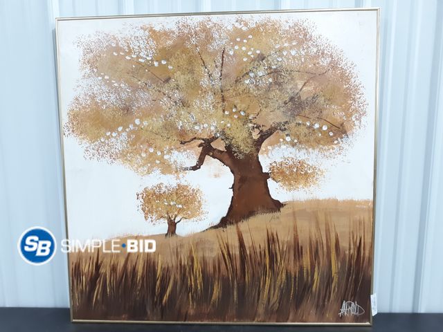 Lot 58-38815 - Gold Framed Oil Painting tree Wall Decor - approx. 36" x 36"
