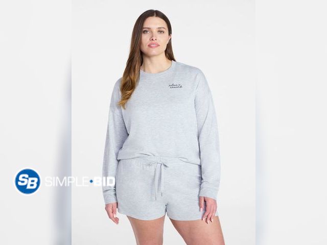 Lot 58-83006 - Joyspun Women's French Terry Long Sleeve Top and Shorts Lounge Set, 2-Piece - Size Small 4-6 - NWT