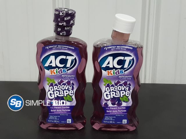 Lot 58-31756 - Lot of (2) ACT kids Anticavity Fluoride Rinse -- Groovy Grape - unused