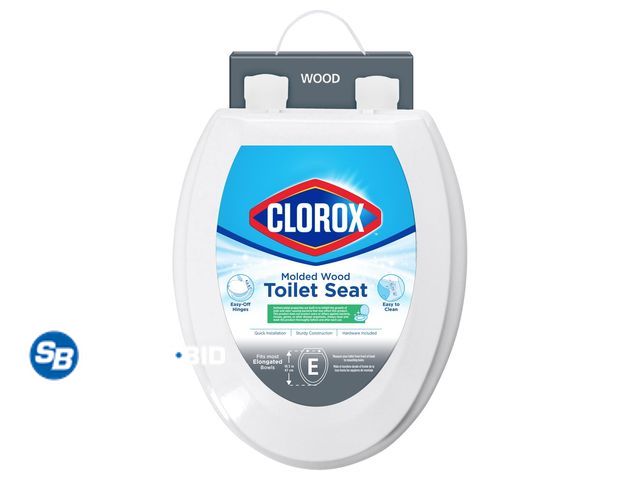 Lot 58-37559 - New Clorox Antimicrobial Elongated Wood Toilet Seat with Easy-off Hinges