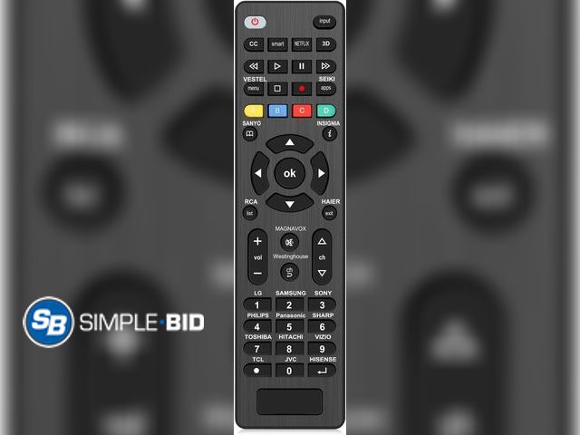 Lot 58-72040 - Lot of (3) New Universal Remote Control for Samsung, LG, Vizio, TCL, Sony, Insignia, Sharp, Philips,...
