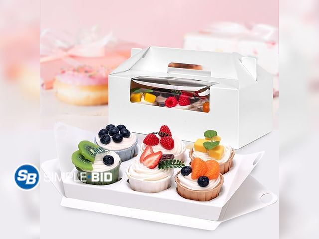 Lot 58-32983 - Lot of (6) packages of  6 Count White Cupcake Containers with Window for Weeding Birthday Holiday Ba...