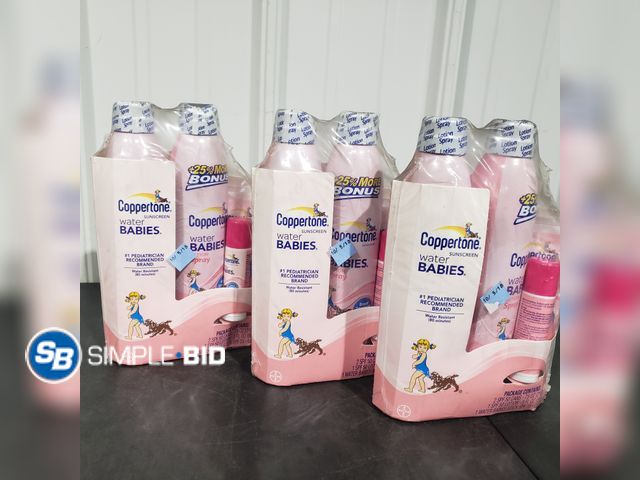 Lot 58-27473 - Lot of (3) Coppertone Water babies Sunscreen - Contains 2 SPF 50 with SPF 50 lotion and baby stick -...