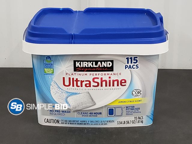 Lot 58-71812 - Kirkland Ultra Shine Dishwasher tabs - 115 pacs - unopened