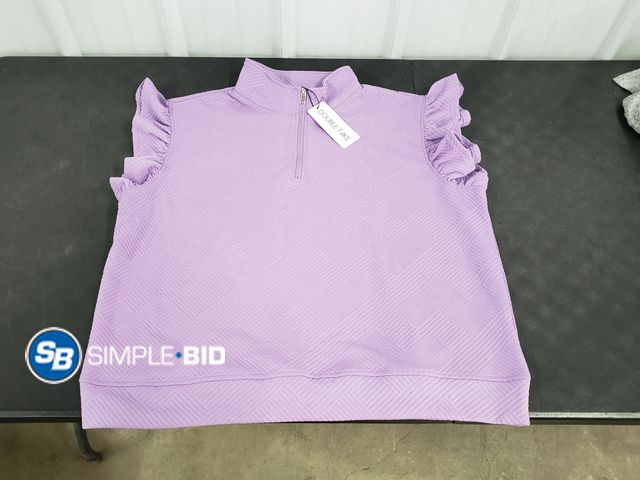 Lot 58-69286 - New Women's Double Take 1/4 Shirt with fluffy Sleeves - super cute - SIZE 2XL
